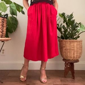 Vintage Stephen Douglas Ltd 100% Rayon red pleated midi skirt